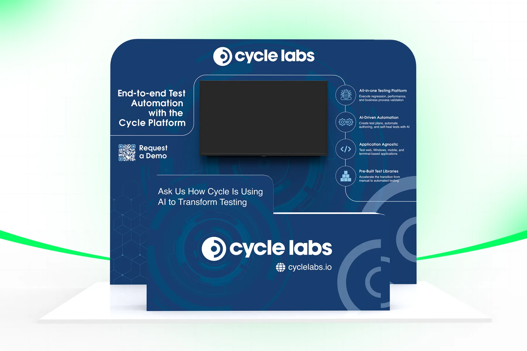 Cycle Labs Trade Show Booth Design With Backdrop Wall and Demo Counter, slide 2
